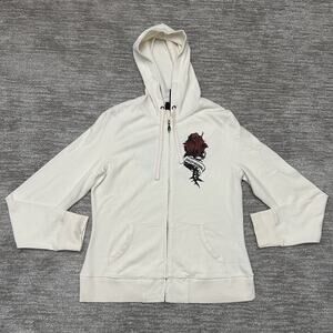 Harley-Davidson Large Rose Barbed Wire Full Zip Biker Sweatshir